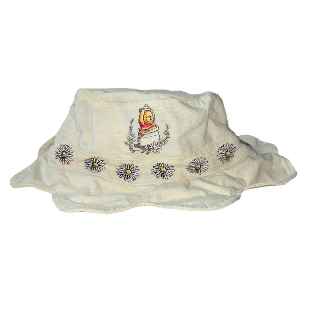 Disney Winnie The Pooh Bucket Hat Daisy Floral White Kids One Size Fits Most Cap